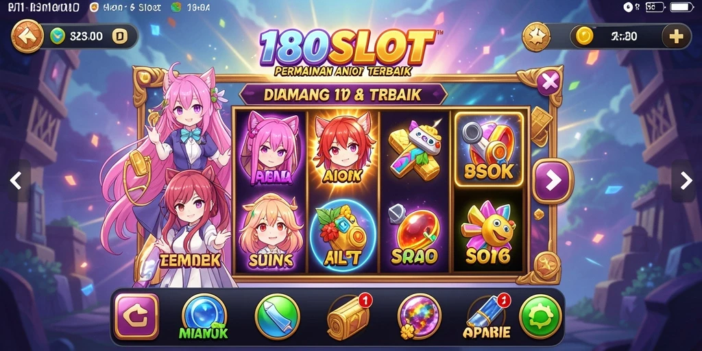 Tampilan gameplay anime yang seru dan penuh warna di 180SLOT.