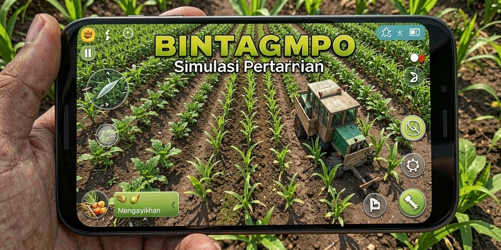 Tampilan gameplay menarik dari BINTANGMPO yang menampilkan ladang pertanian.
