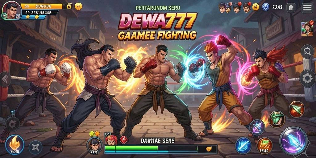 Tampilan gameplay DEWA777 yang mendebarkan dan intens dalam pertarungan Fighting.