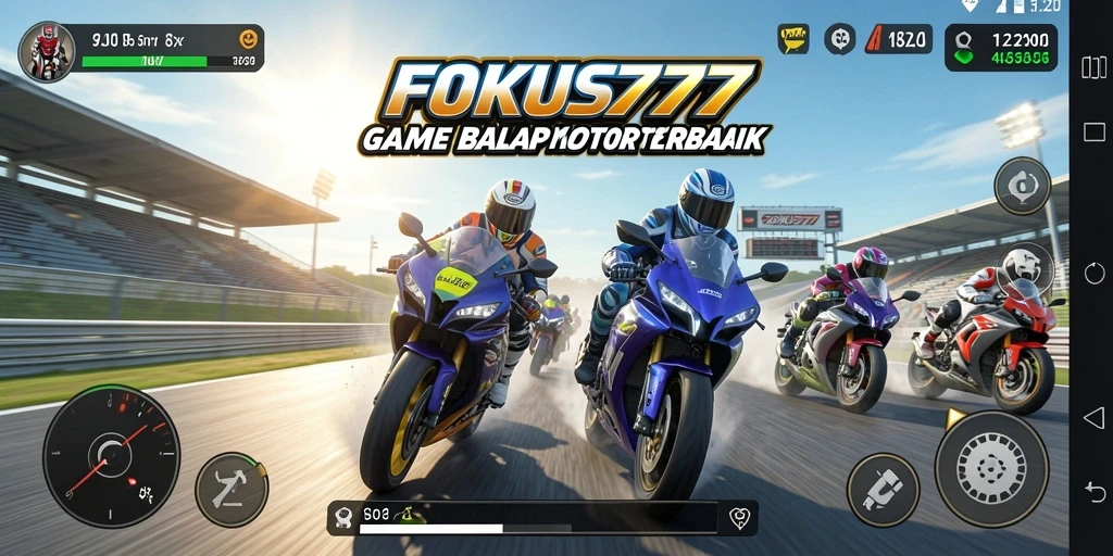 Gameplay FOKUS777 yang mendebarkan saat balapan motor.