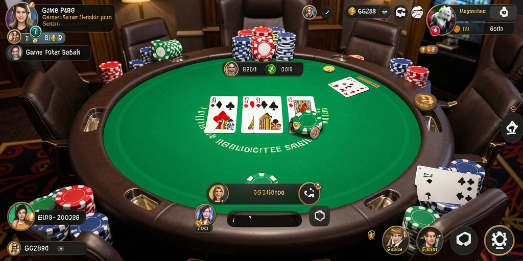 Tampilan gameplay GG288 yang mendebarkan dan penuh strategi poker.