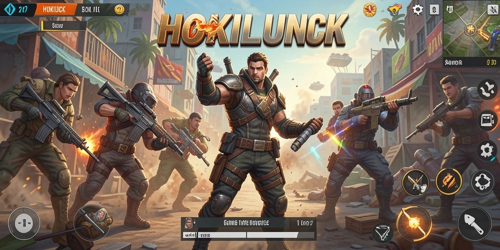 Tangkapan layar gameplay HOKILUCK dengan adegan pertempuran Battle Royale yang intens.
