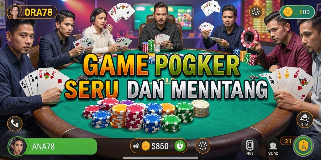Screenshot utama ORA78 menampilkan gameplay Poker yang seru.