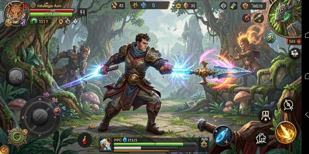 Tampilan gameplay menampilkan aksi seru dalam dunia fantasi PCPC7.
