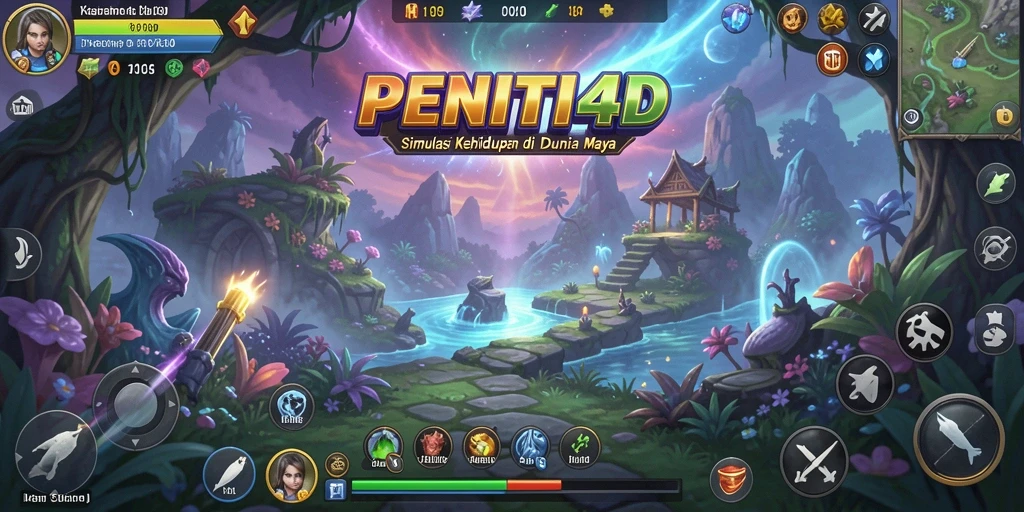 Screenshot gameplay PENITI4D yang menampilkan dunia maya yang imersif.