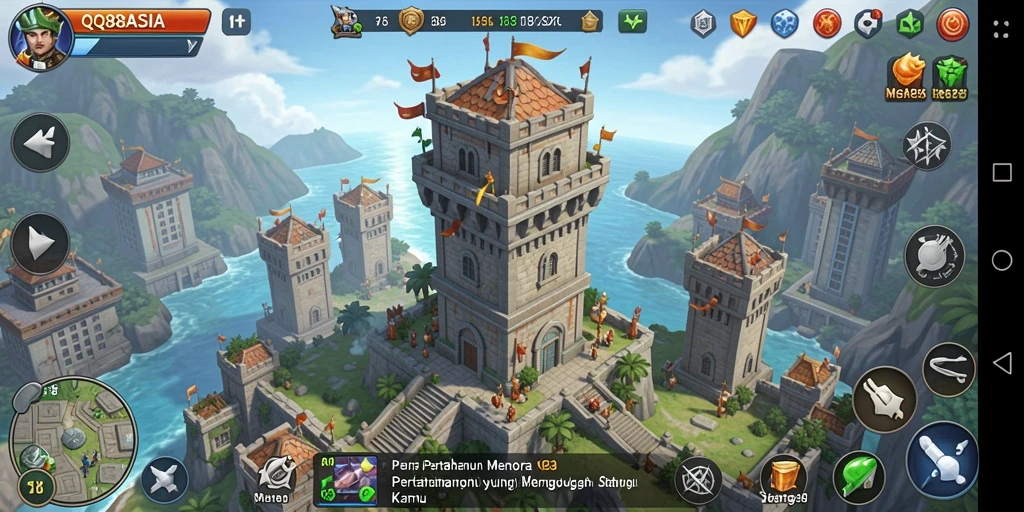 Screenshot dari gameplay menegangkan dalam QQ88ASIA Tower Defense.