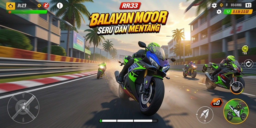 Gameplay seru balapan motor yang menantang di RR33.