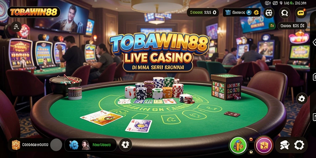 Tangkapan layar menunjukkan gameplay Live Casino yang menarik di TOBAWIN88.