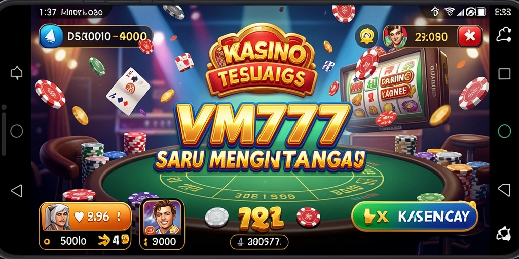 Screenshot gameplay VM777 menampilkan keseruan permainan Kasino yang menonjol.
