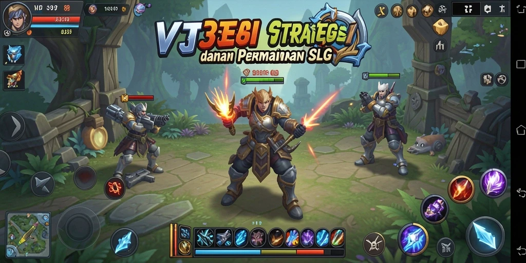 Tangkapan layar gameplay VT38 menunjukkan pertempuran epik dan pembangunan kerajaan.