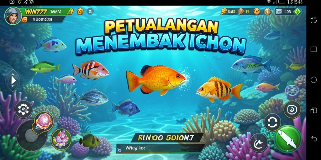 Screenshot gameplay WIN777 menampilkan aksi menembak ikan yang seru.