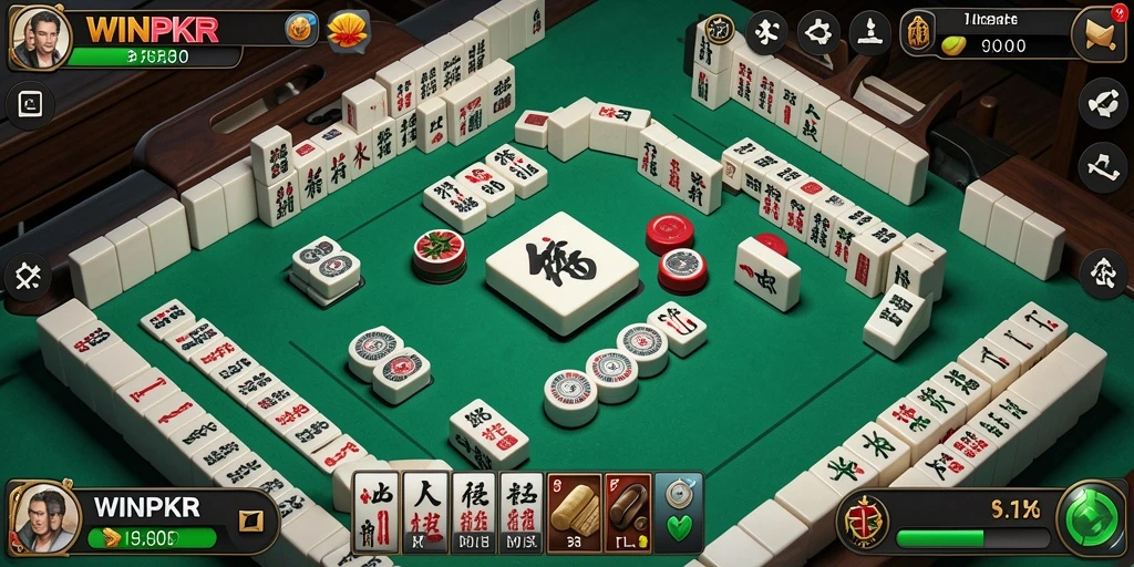 Tampilan utama gameplay Mahjong di WINPKR yang seru dan menawan.